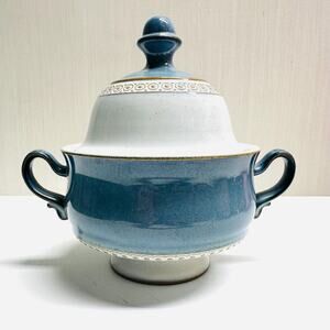 Vintage Danby Soup Lidded Bowl Castile Blue Stonware England